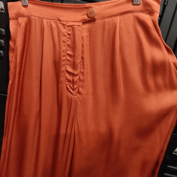NEW Anthropologie Corey Lynn Calter Dark Orange Satin Petra Trousers M - Picture 8 of 15